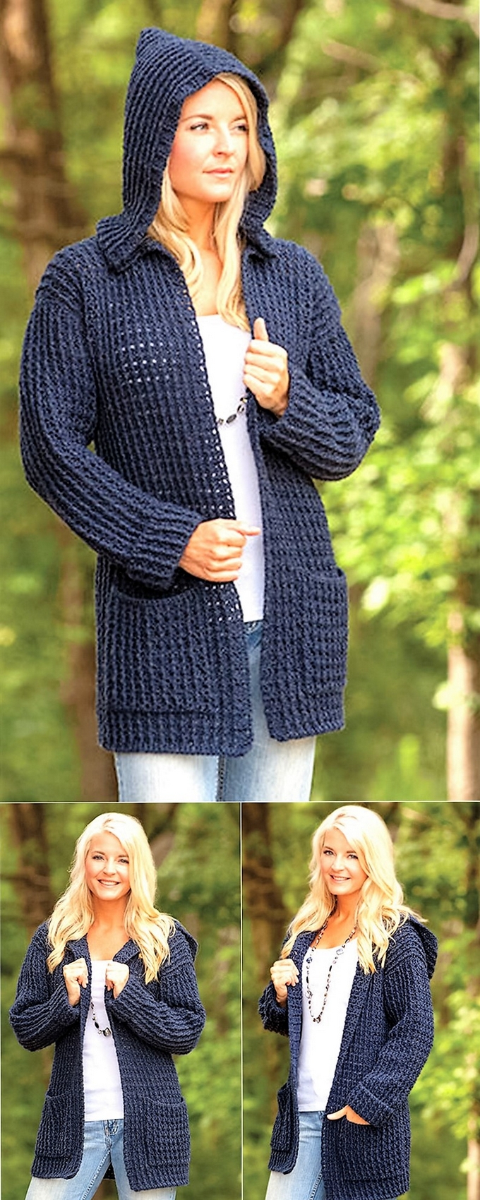 Crochet hoodie clearance cardigan